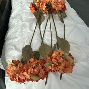 6 Silk Orange Hydrangeas